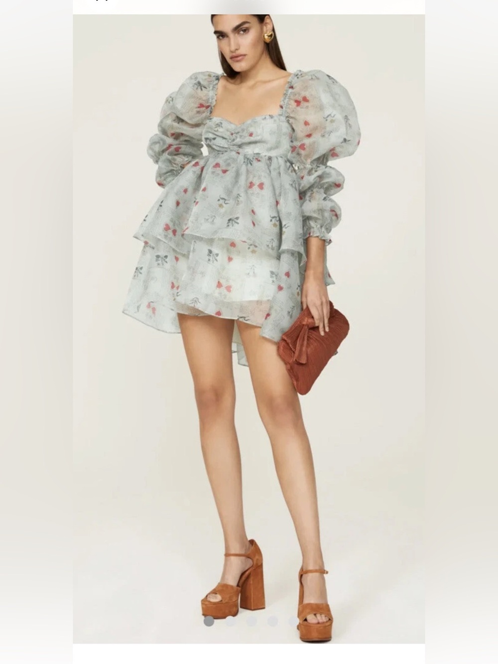 SELKIE The Moonlight Puff Dress In Love Letters Hearts Script Printed Sz Medium